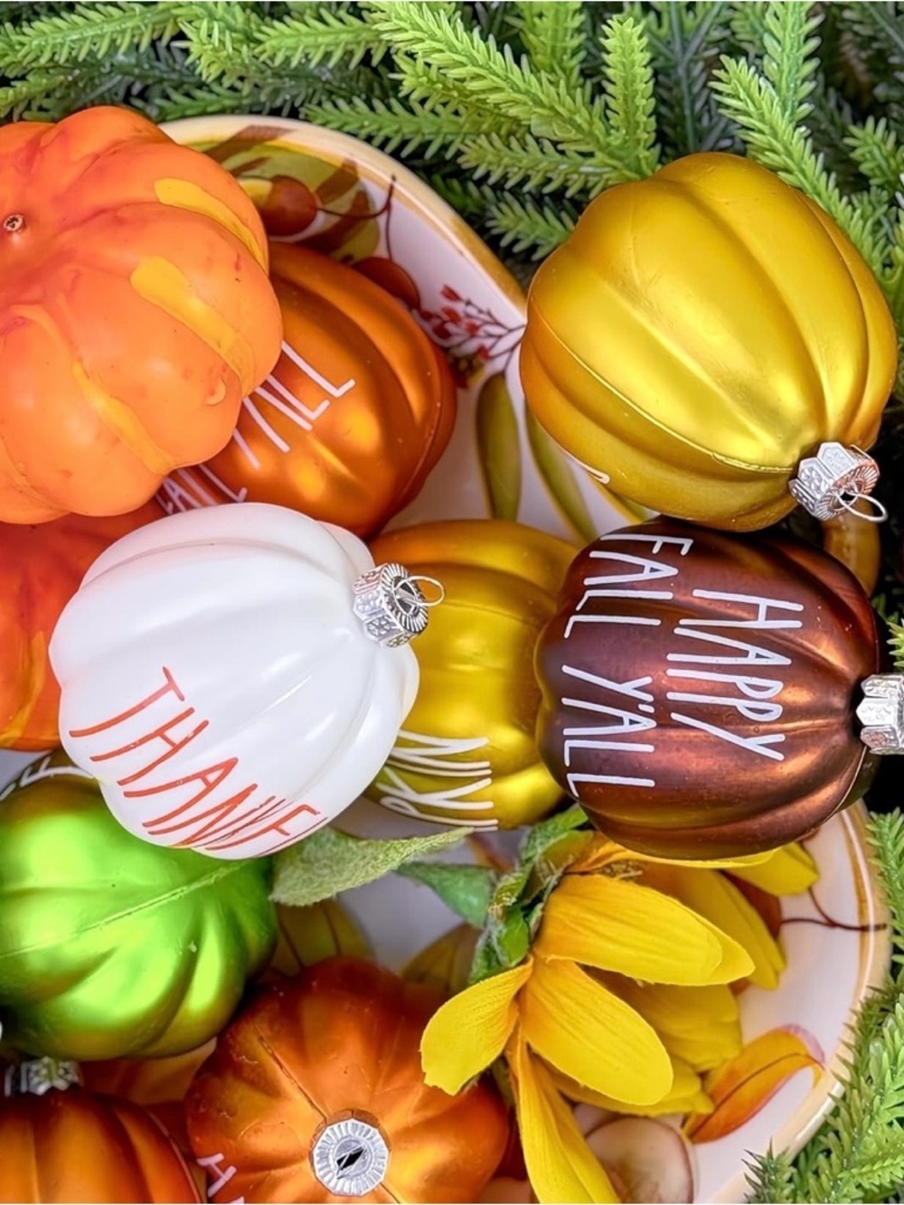 NIB Fall Pumpkin Ornament Set 18pcs Thanksgiving Halloween Tree Decor Rustic - Picture 14 of 15